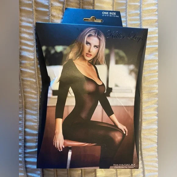 NEW - Women's Sexy One Piece Low Neck Long Sleeve Bodysuit Catsuit (box dented) - Picture 1 of 3